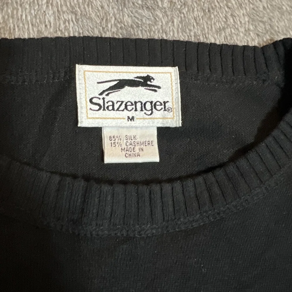 Vintage Slazenger Golf Shop Sweater Black 85% Silk 15% Cashmere Size Medium